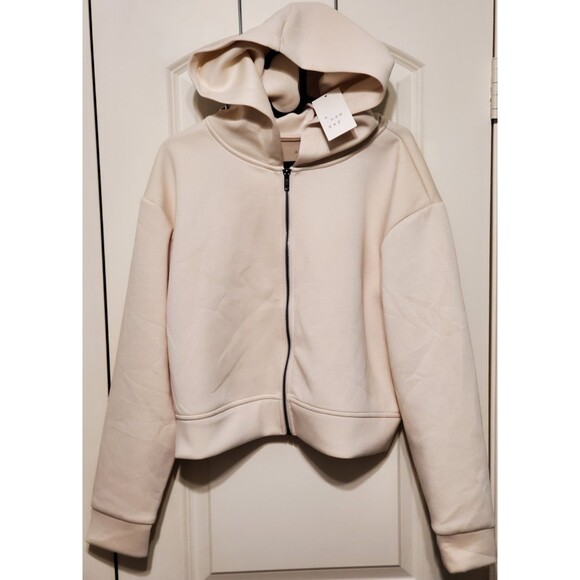 A New Day Women's Double Knit Zip Hoodie Sweatshirt Cream SIZE MED - NEW W/TAG - Picture 1 of 6
